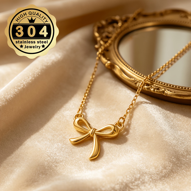 Women's Bow-Shaped 304 Stainless Steel Necklace
